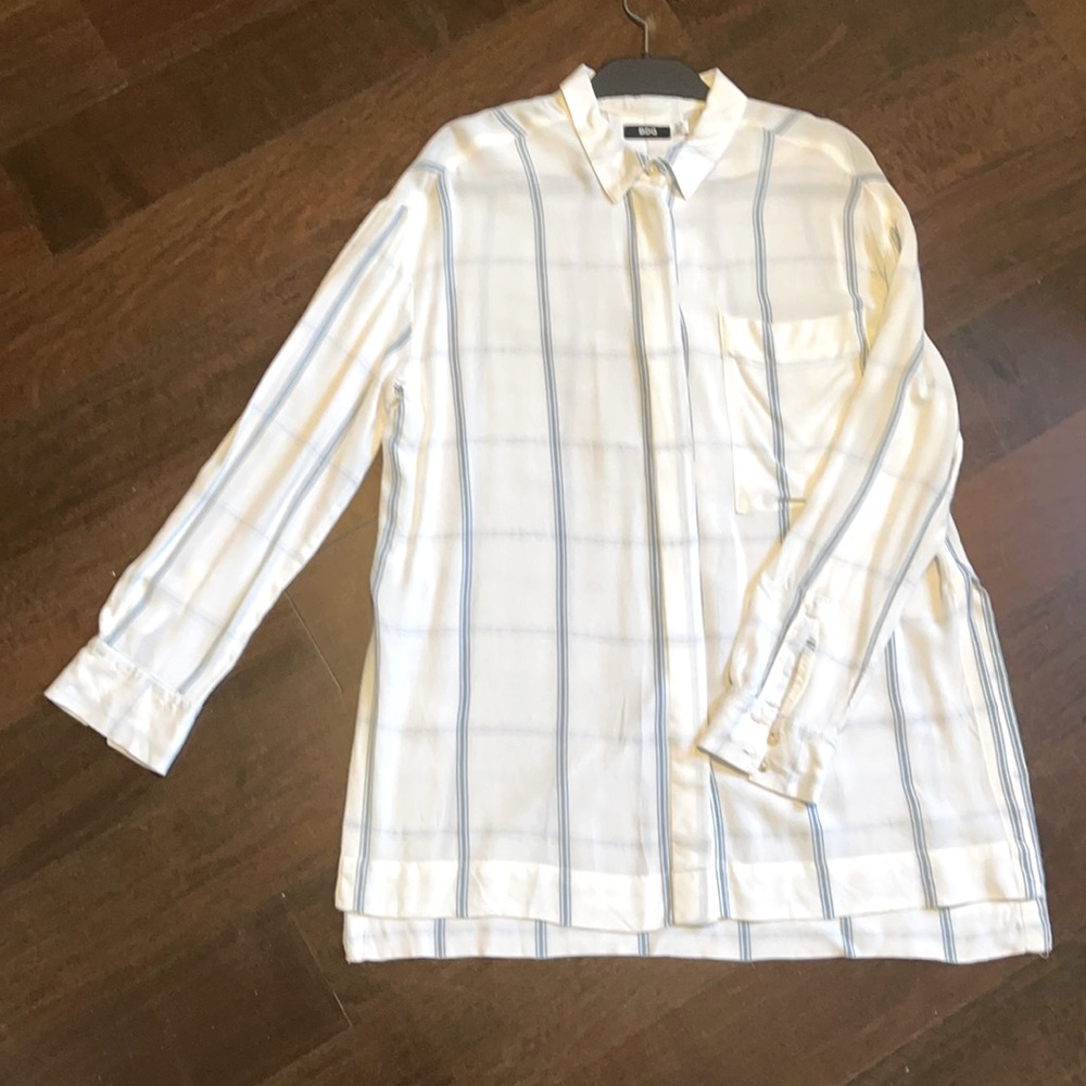 BDG White and blue button down oversized shirt